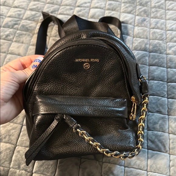 Michael Kors Black Mini Backpack with Gold Chain - Picture 1 of 4